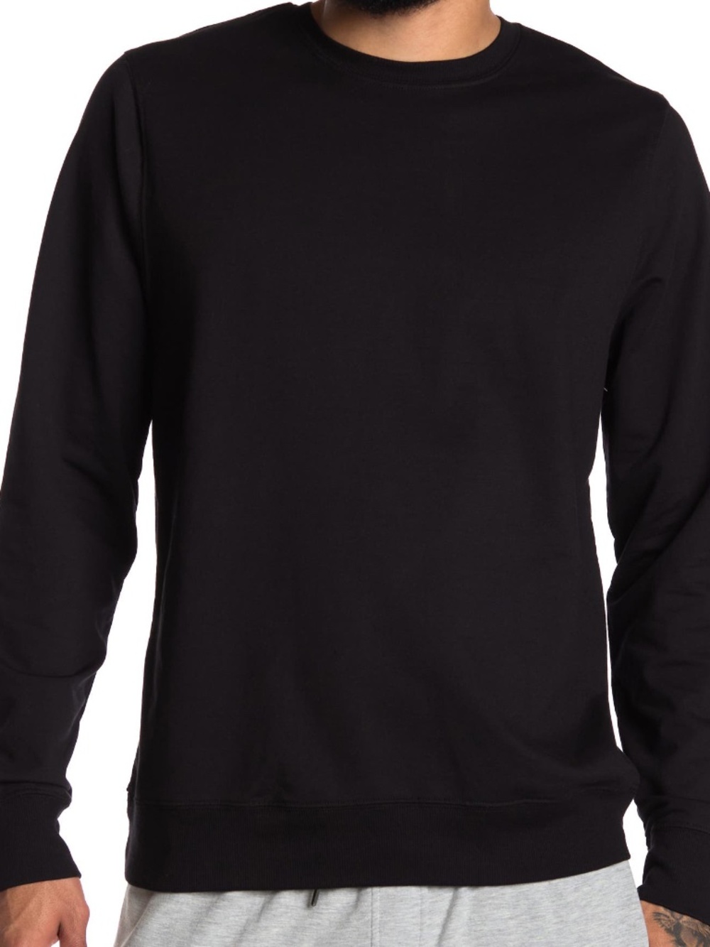 Z by Zella Rogue Fleece Crewneck Sweatshirt Black Minimal Athleisure Mens Large